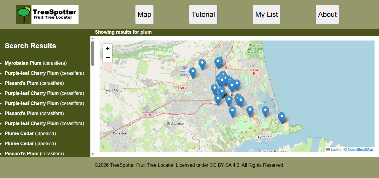 treespotter web application screenshot